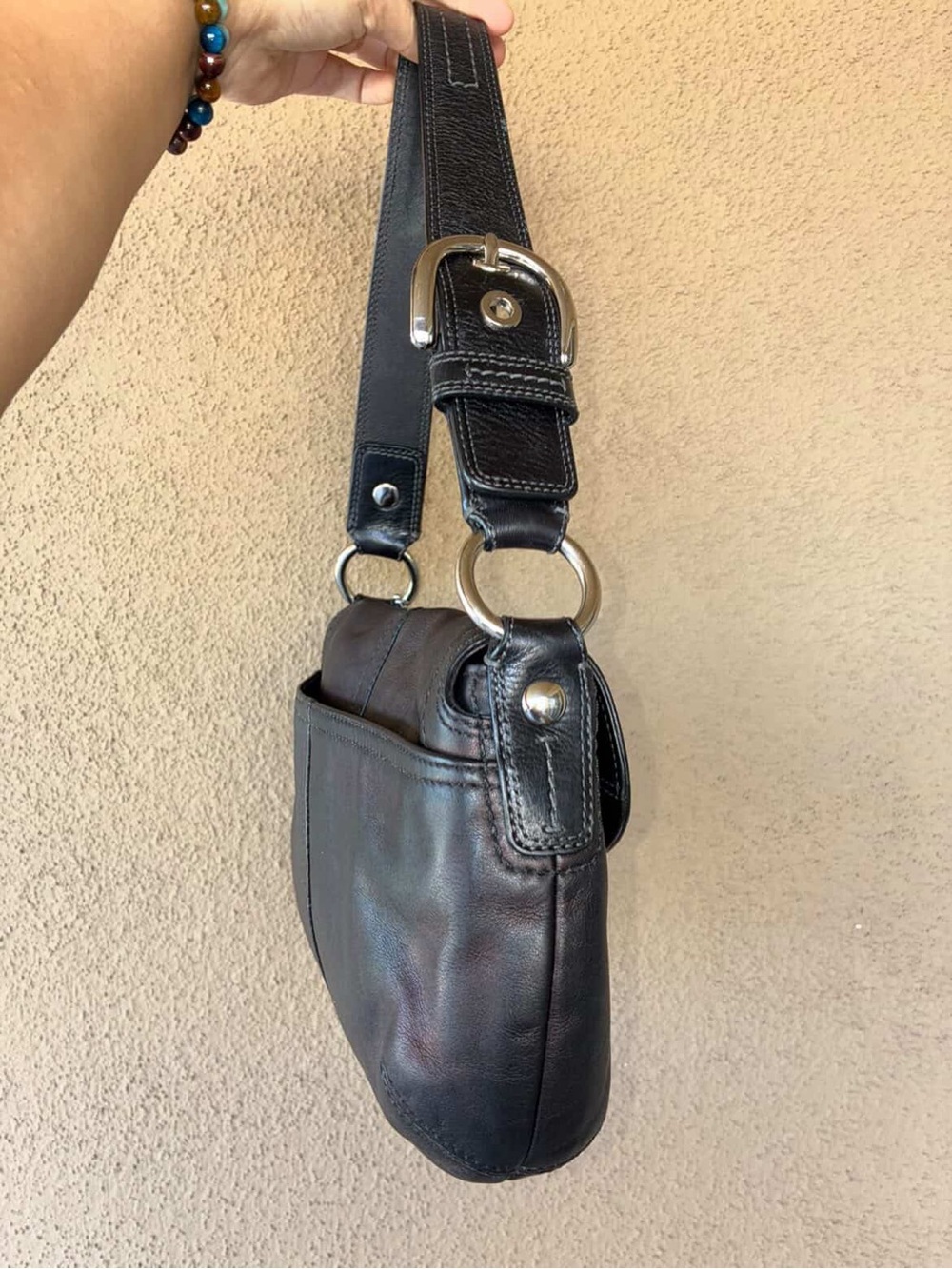 Black Shoulder Bag with Silver Buckle & Hangtag - Picture 3 of 13